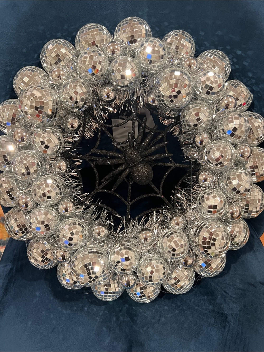 Silver Disco Ball Halloween Wreath